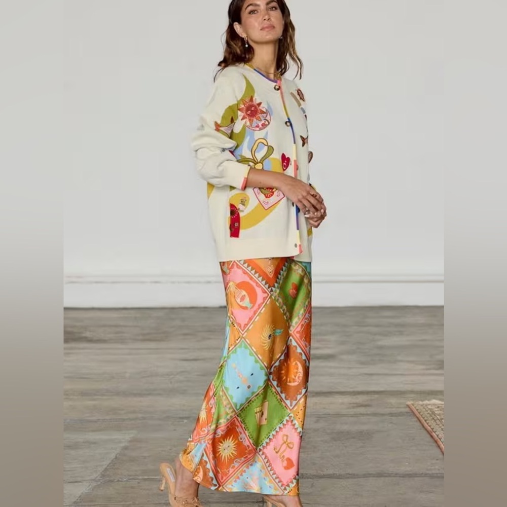 Never Fully Dressed Orange Patchwork Maxi Skirt - Picture 6 of 11